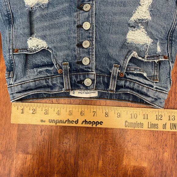Abercrombie & Fitch Ultra High Rise Denim Jeans Cut Off Mom Shorts Women's 25 - Picture 7 of 10